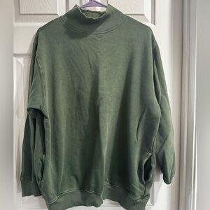Aerie Green Oversized Turtleneck Sweatshirt